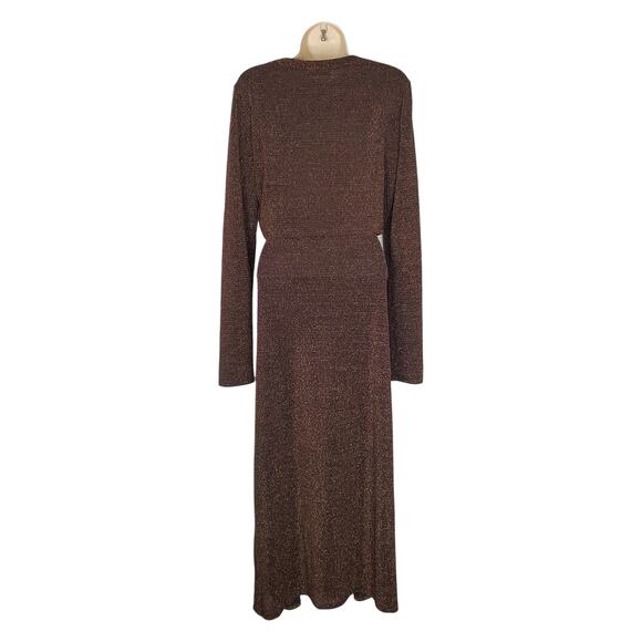 Reformation Zion Two Piece Set Long Sleeve Midi Skirt Metallic Shimmer Size XL - Picture 4 of 13